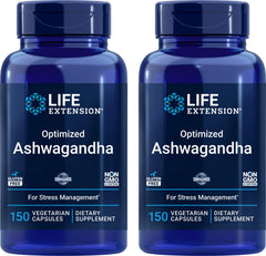 Front view of Life Extension Optimized Ashwagandha 150 Veg Caps Pack of 2
