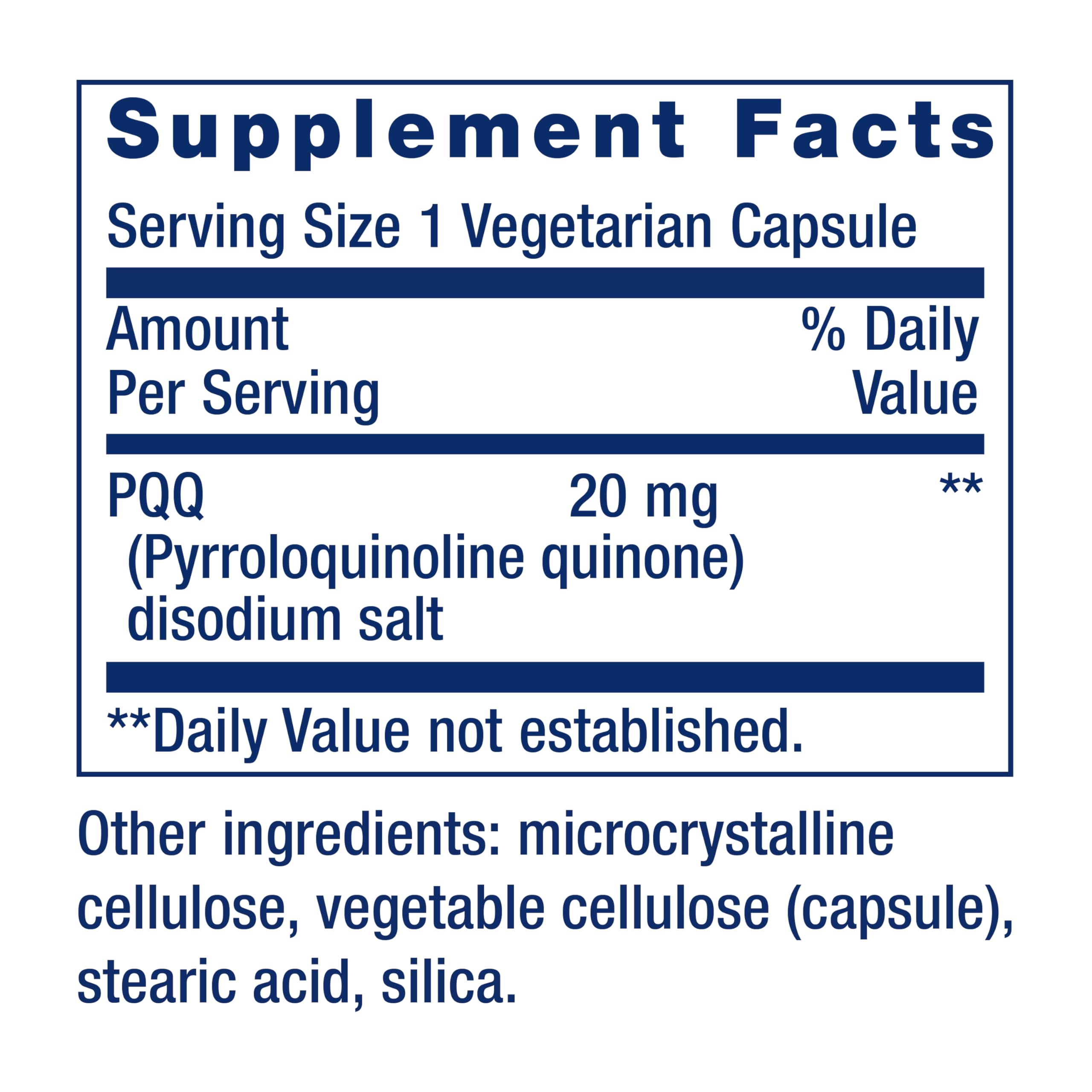 Close-up view of Life Extension PQQ capsules