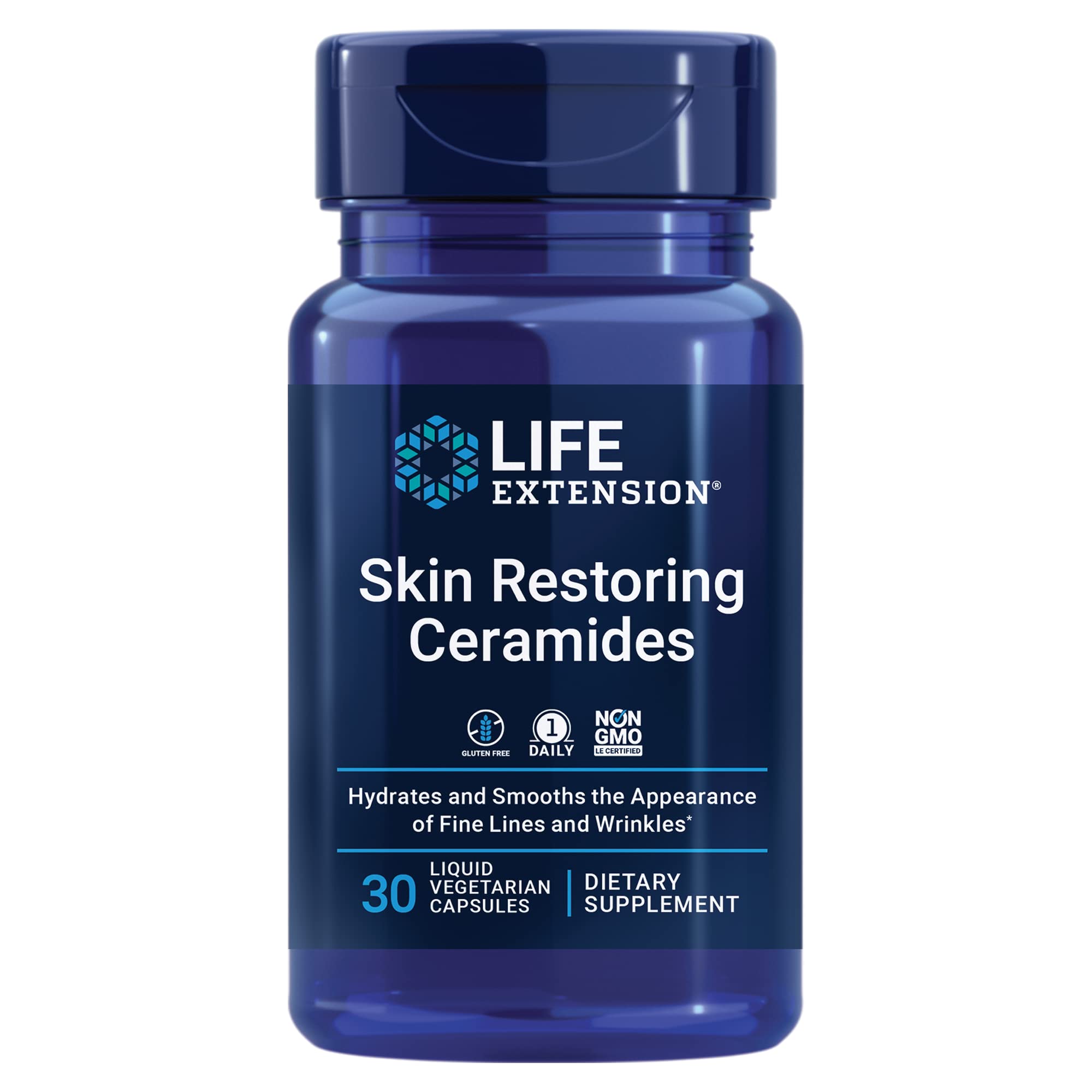 Life Extension Skin Restoring Ceramides bottle with Wheat Oil Extract label