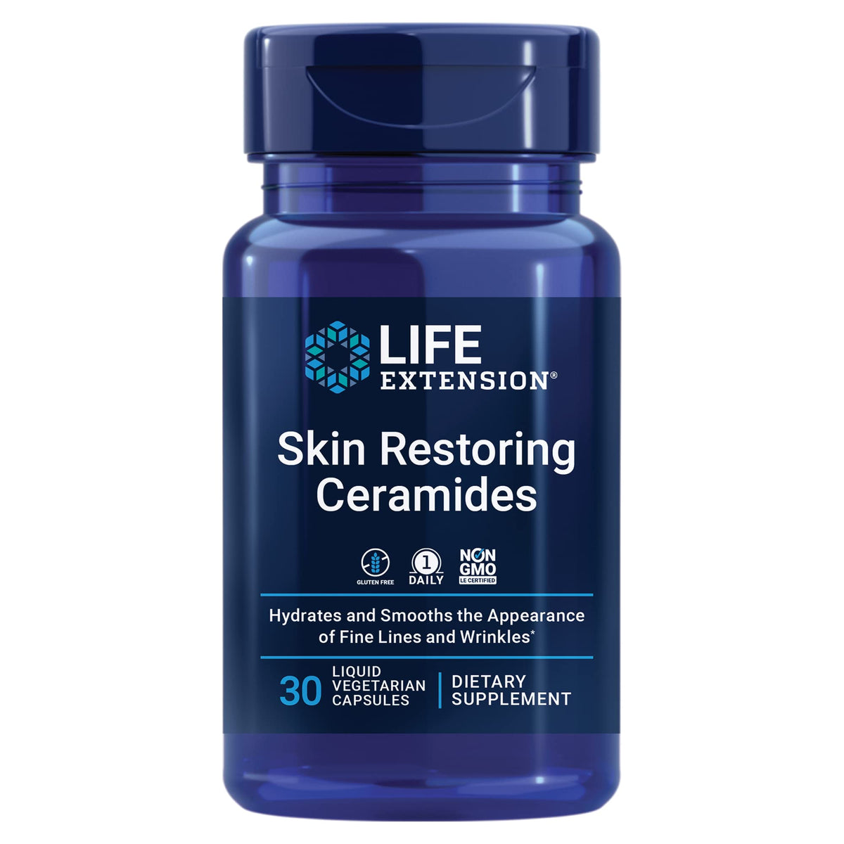 Life Extension Skin Restoring Ceramides bottle with Wheat Oil Extract label