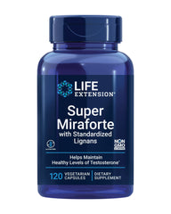 Life Extension Super Miraforte bottle and capsules on white background
