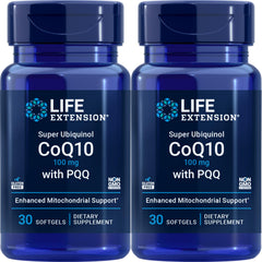 Life Extension Super Ubiquinol CoQ10 with PQQ 30 softgels bottle, pack of 2 – product image