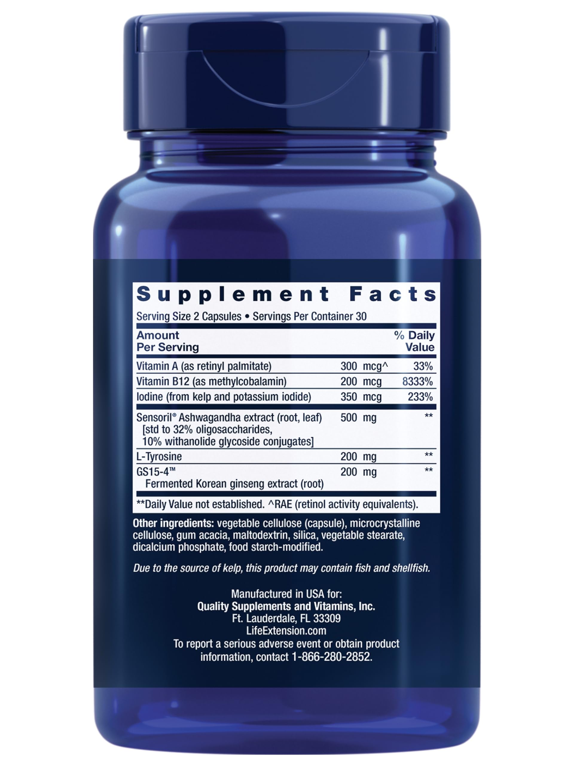 Close-up of thyroid support supplement label