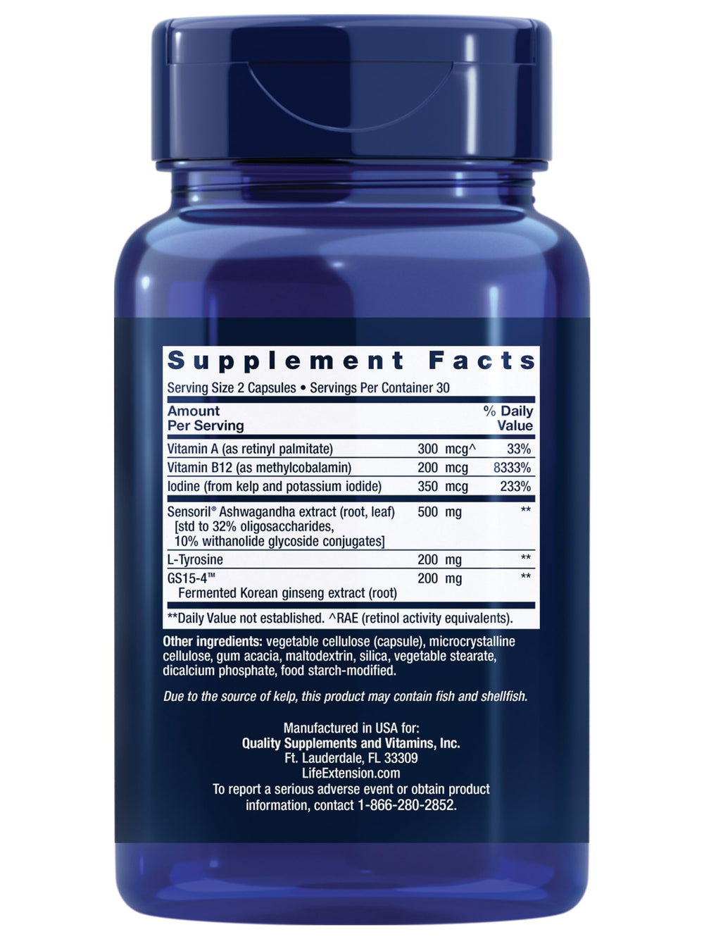 Close-up of thyroid support supplement label