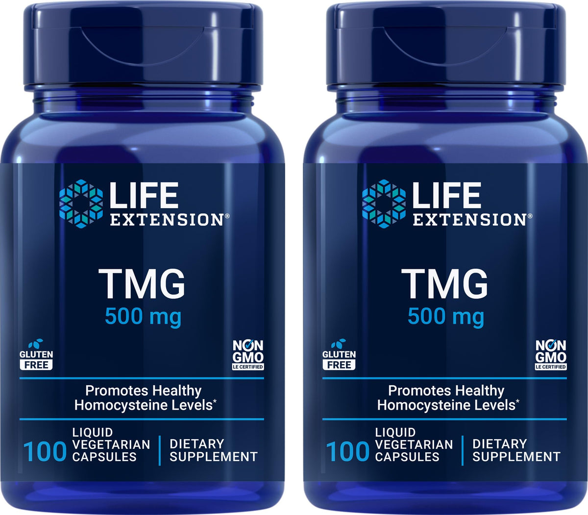 Life Extension TMG 500mg 100 liquid vegan capsules pack of 2 – hero image