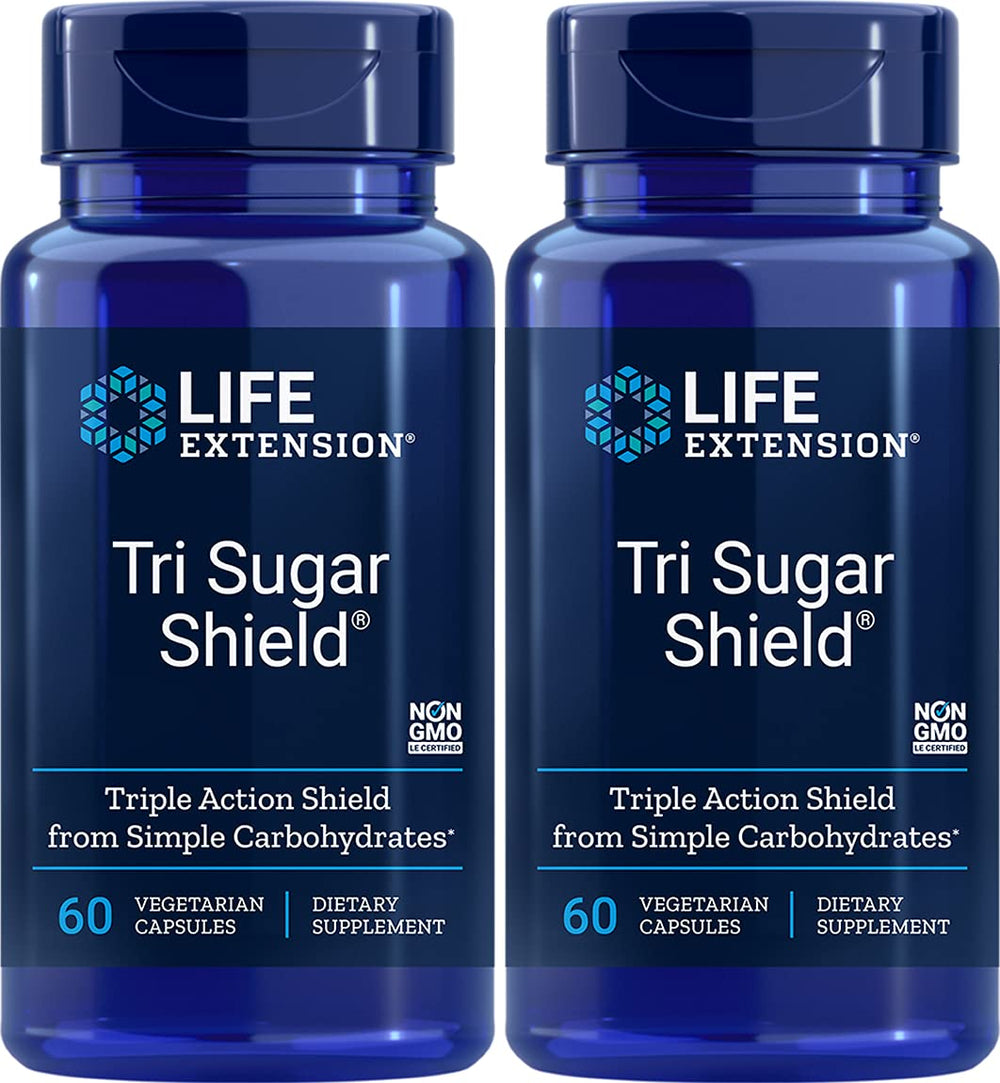 Life Extension Tri Sugar Shield bottle – 60 Vegetarian Capsules, Pack of 2 (front view)