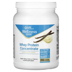 Life Extension Wellness Code Whey Protein Concentrate Vanilla 500g tub label