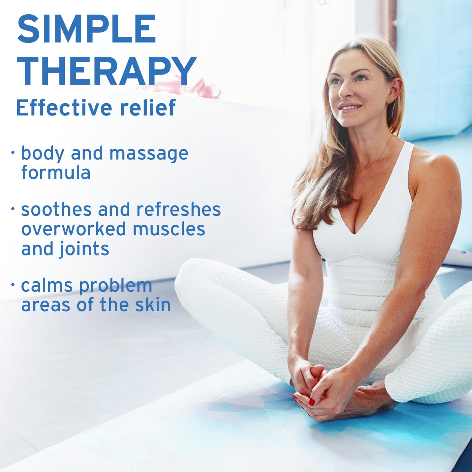 Applying Life-flo magnesium gel to tired muscles