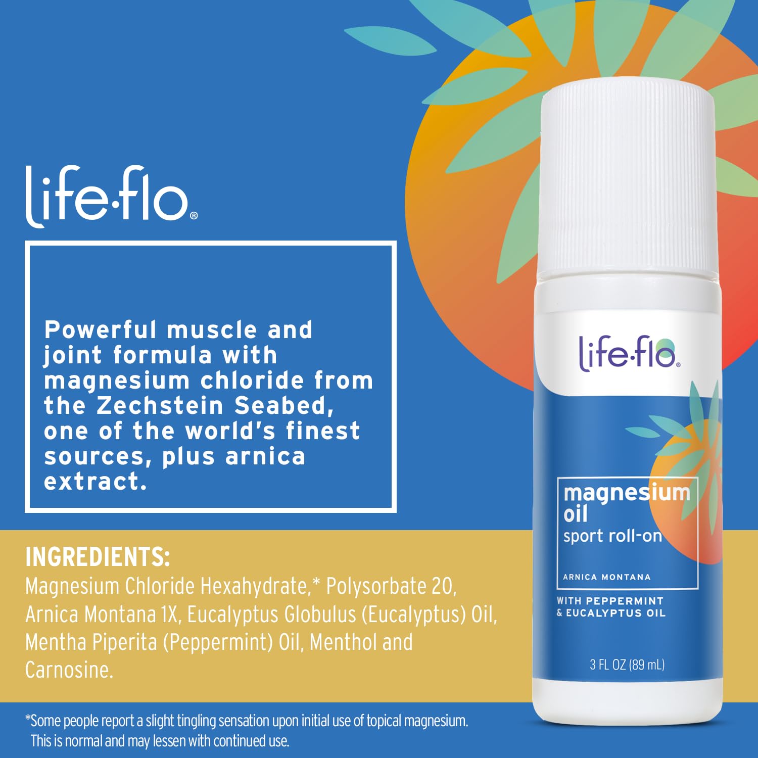 Person applying Life-Flo Magnesium Oil Sport Roll-On on leg