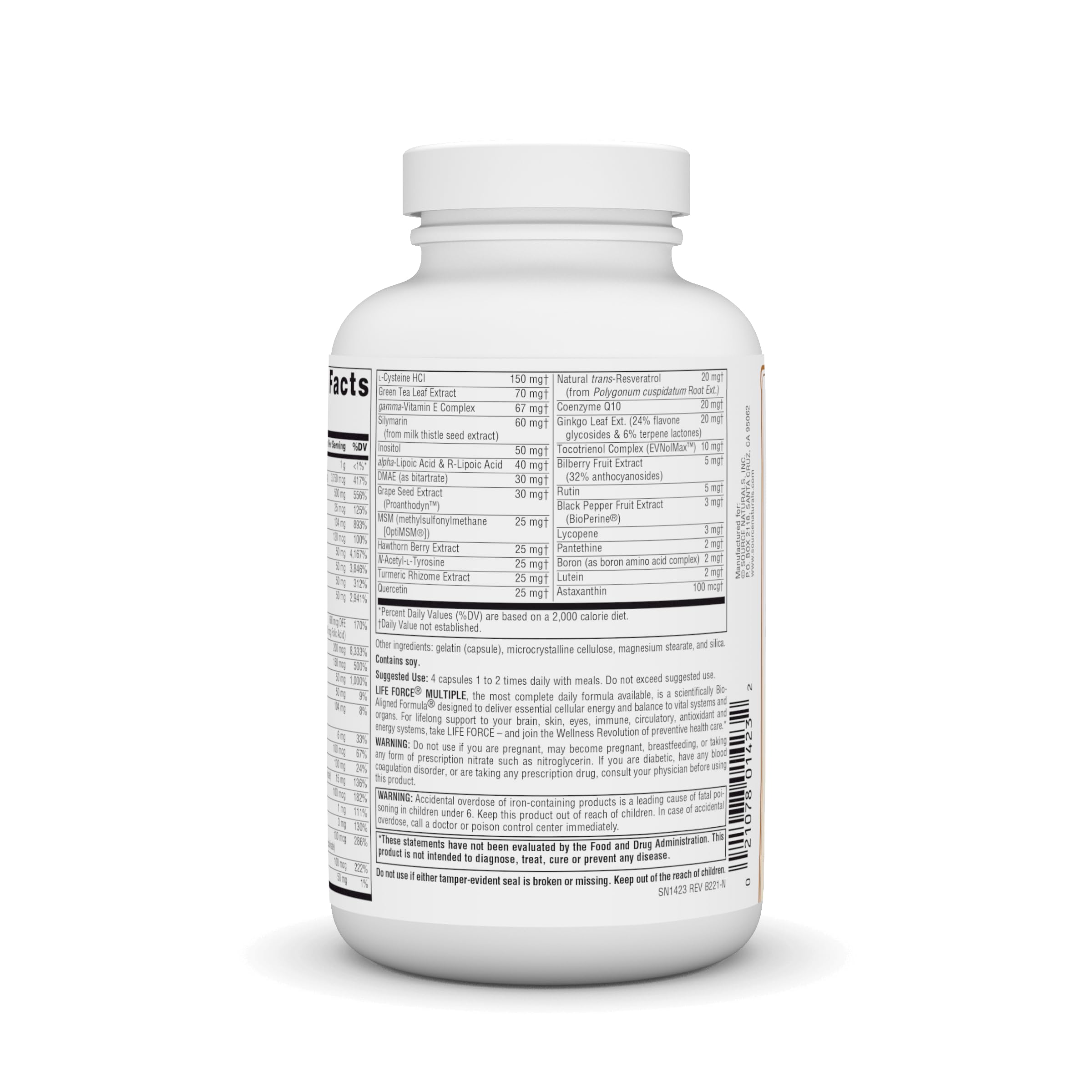 Antioxidants and cofactors: CoQ10, turmeric, resveratrol in Life Force