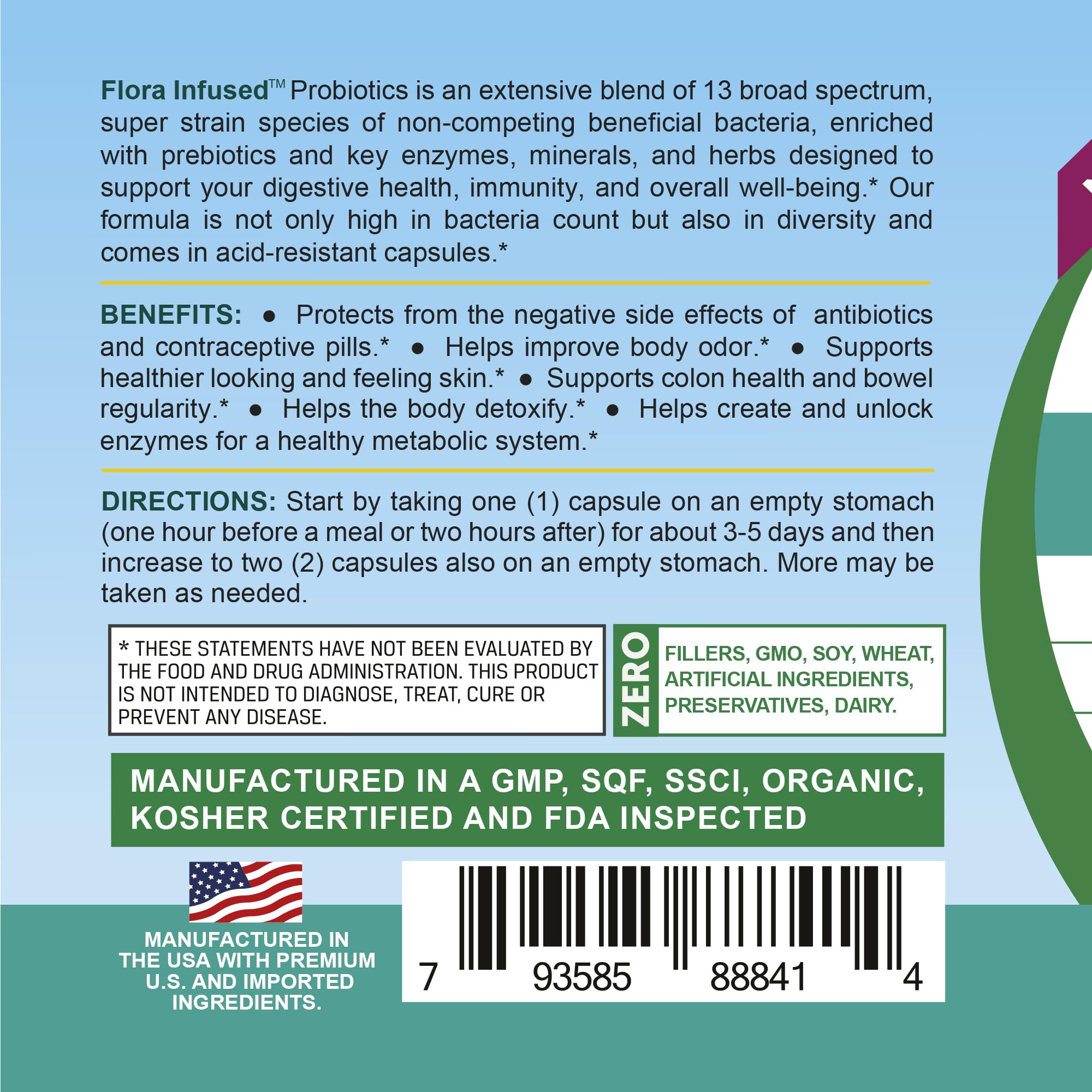 Premium USA-made Life Infused Flora Probiotics packaging