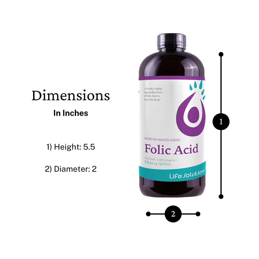 Life Solutions folic acid bottle on white background with label