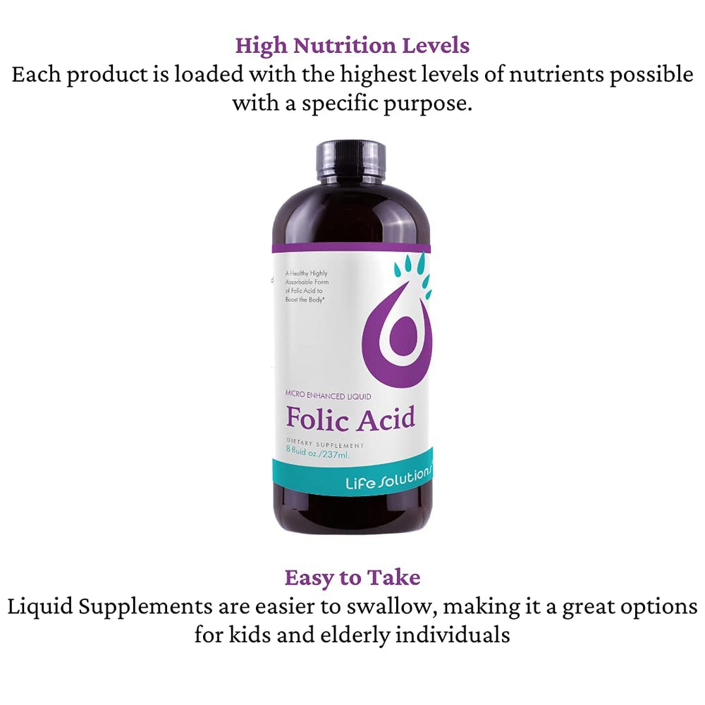 Nutrition facts panel close-up on folic acid bottle