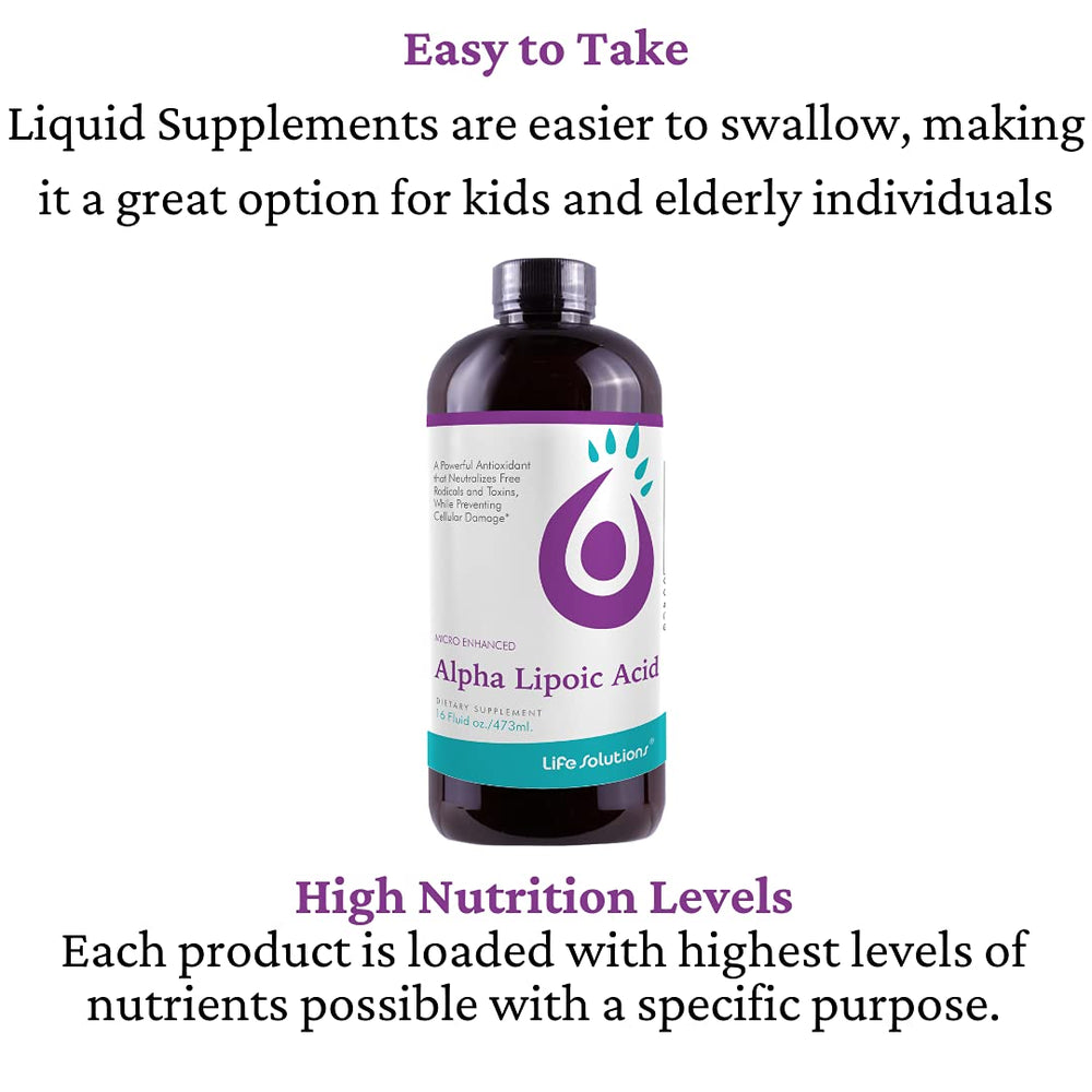 Ingredients panel for Life Solutions Liquid Alpha Lipoic Acid