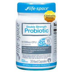 Front view of Life-Space Double Strength Probiotic bottle