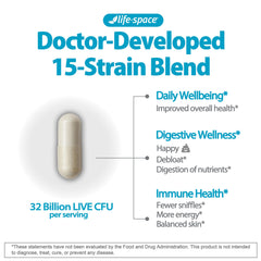 Close-up of Life-Space Probiotics capsules
