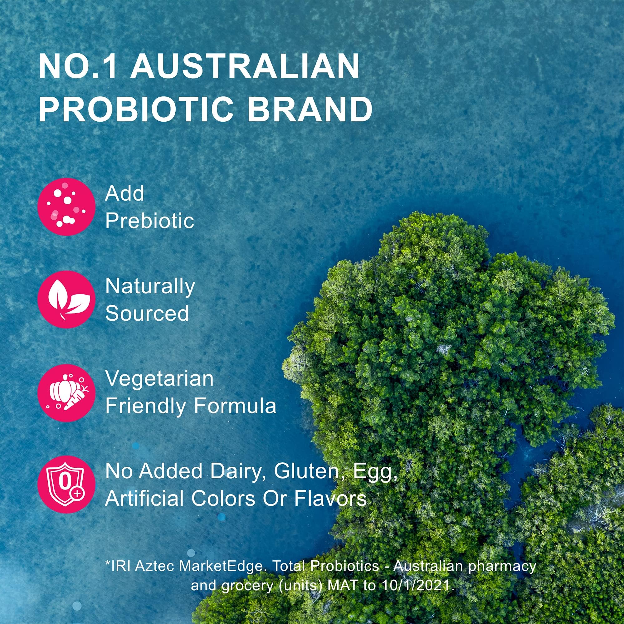 Dairy-free and gluten-free probiotic with no artificial flavors or colorants