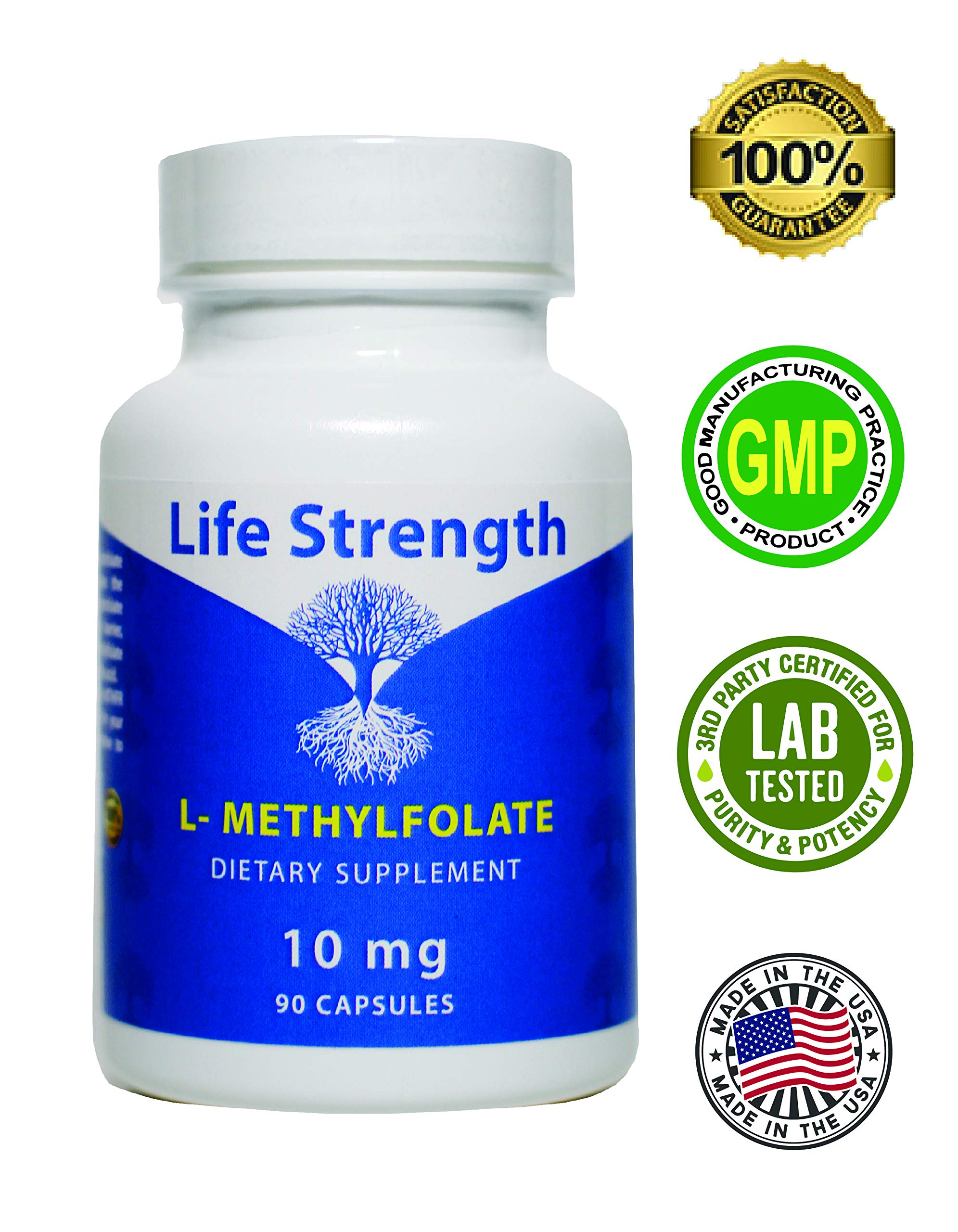 Label indicating 90 capsules in LifeStrength bottle