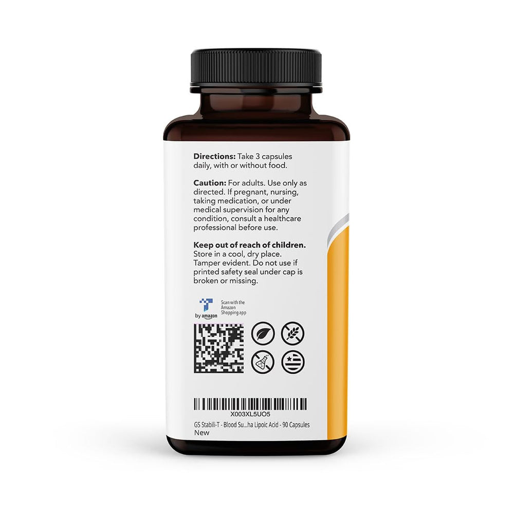 GS Stabili-T bottle with Alpha Lipoic Acid ingredient visualization