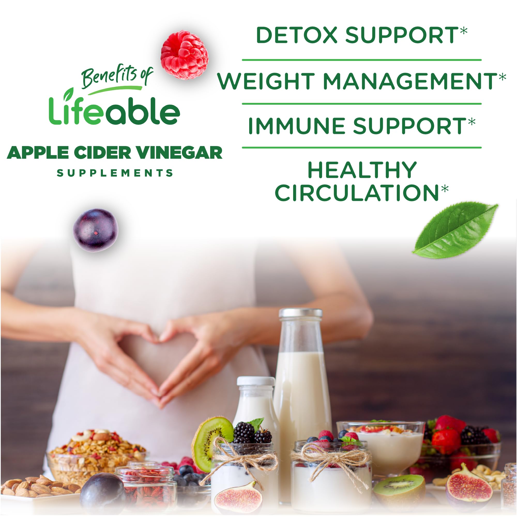 Lifeable ACV Gummies with Mother label highlighting 1000 mg per serving