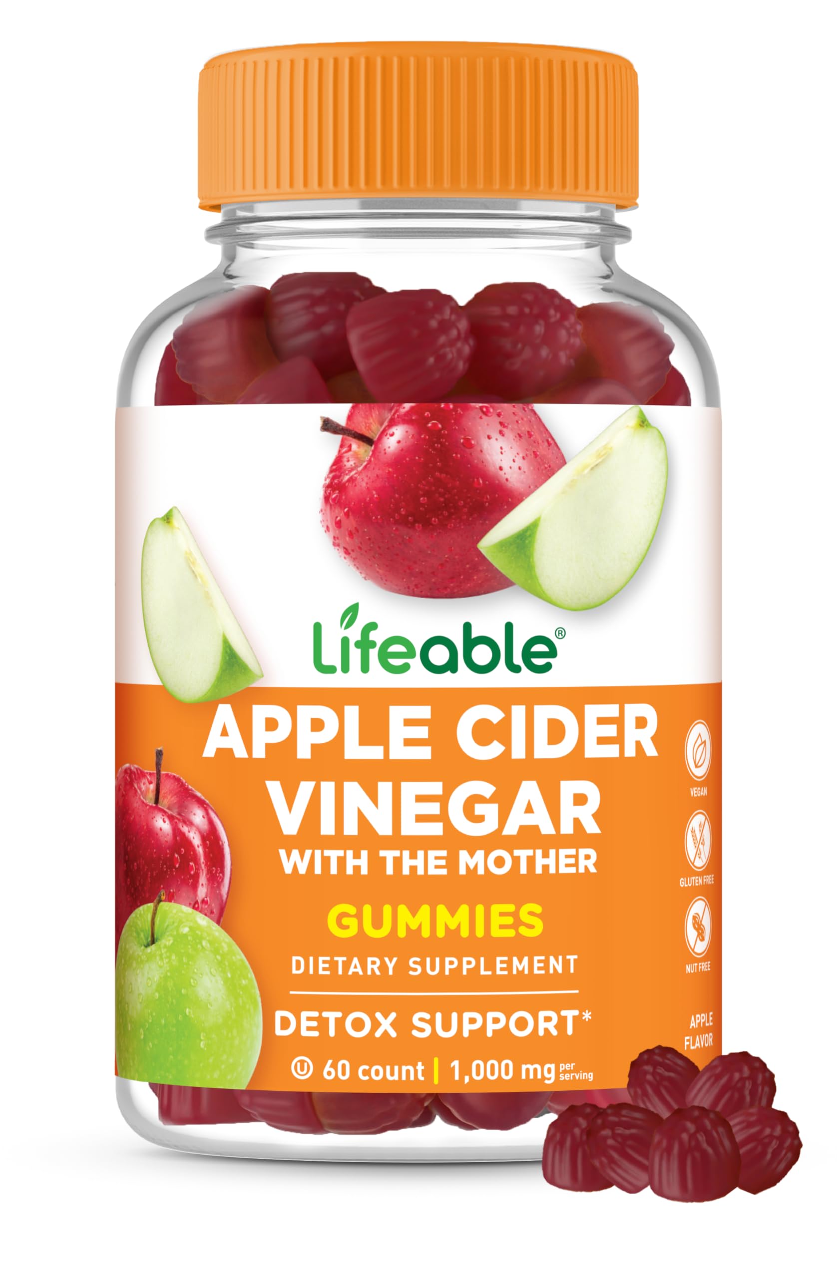 Lifeable Apple Cider Vinegar Gummies bottle for daily detox support