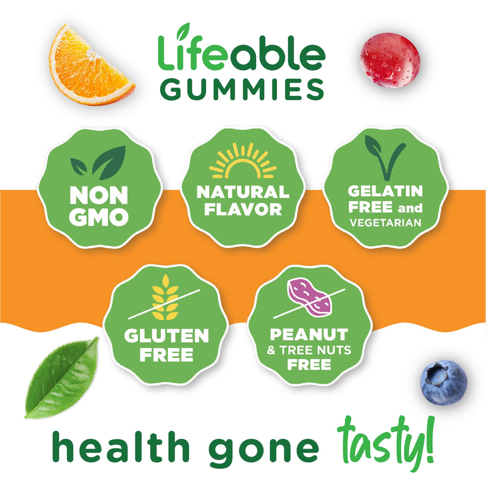 Vegan, non-GMO Lifeable Ashwagandha Gummies packaging