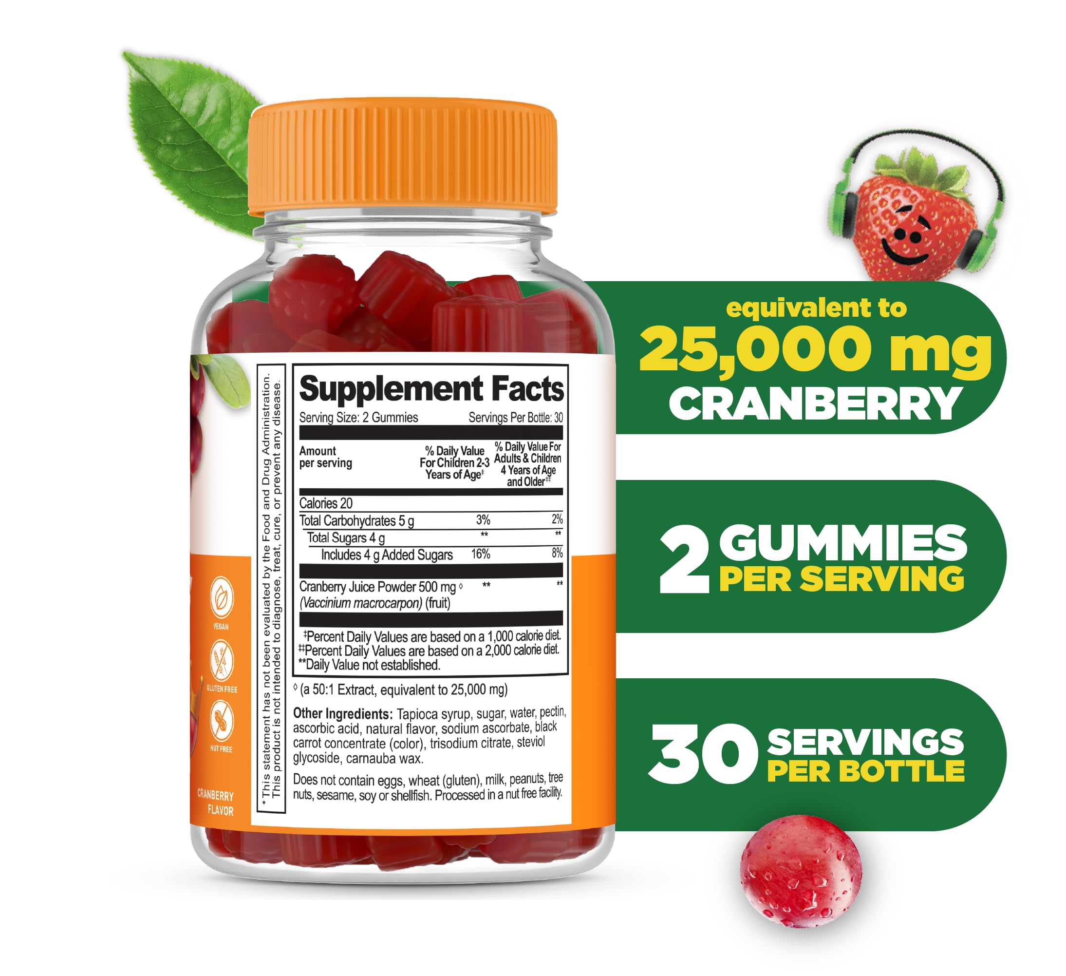 Close-up of Lifeable Cranberry Gummies for Kids showing cranberry gummies