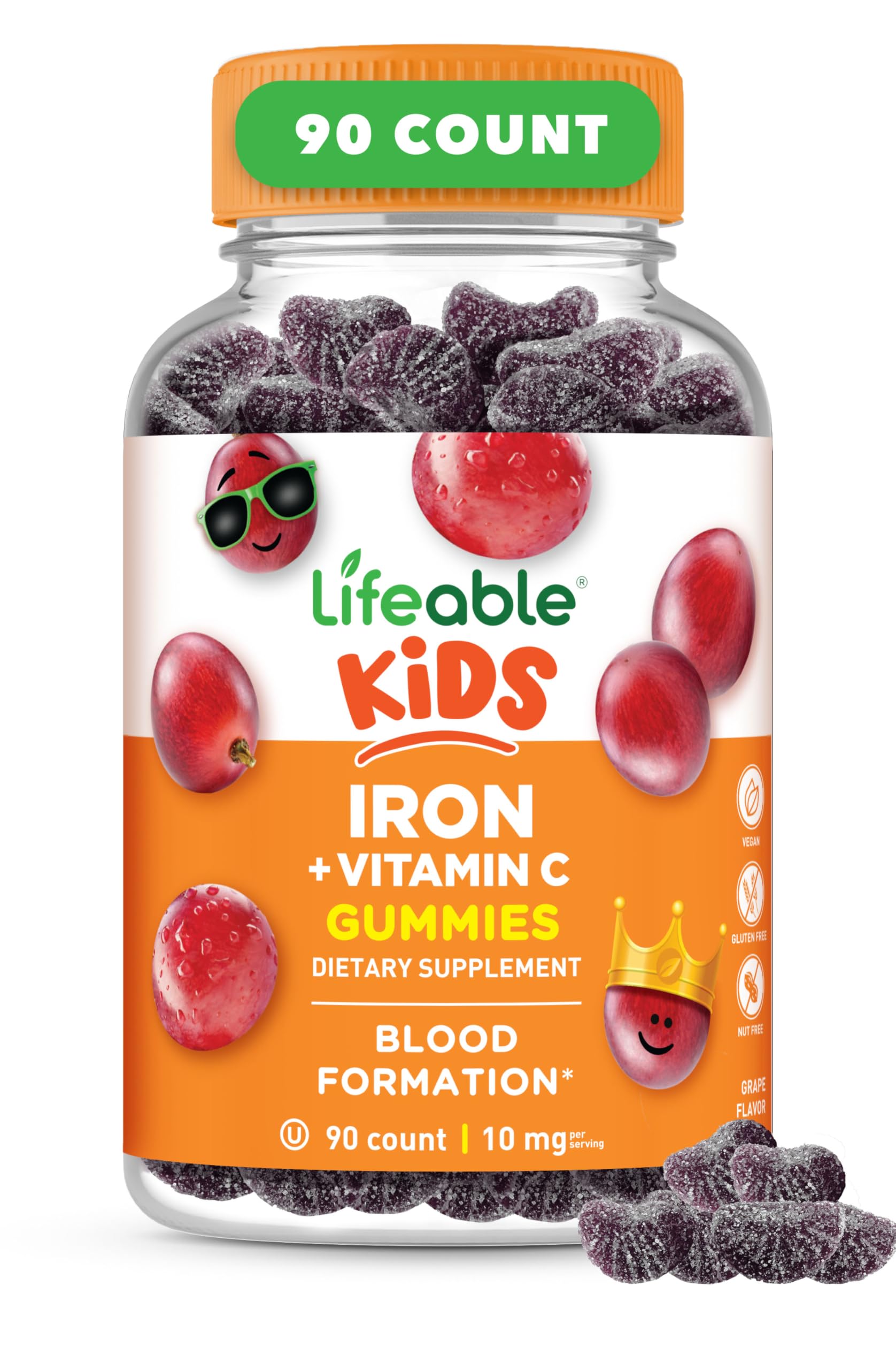Front view of Lifeable Kids Iron Gummies bottle