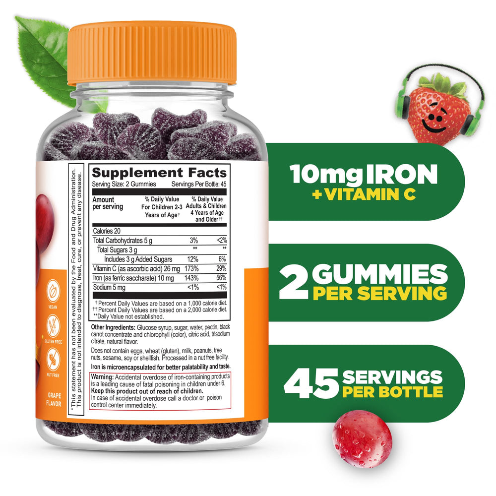 Lifeable Kids Iron Gummies bottle with label
