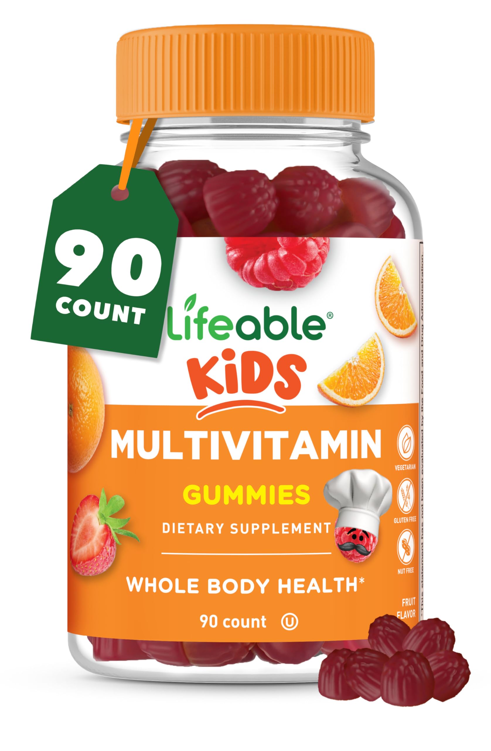 Lifeable Kids Multivitamin Gummies bottle on white background