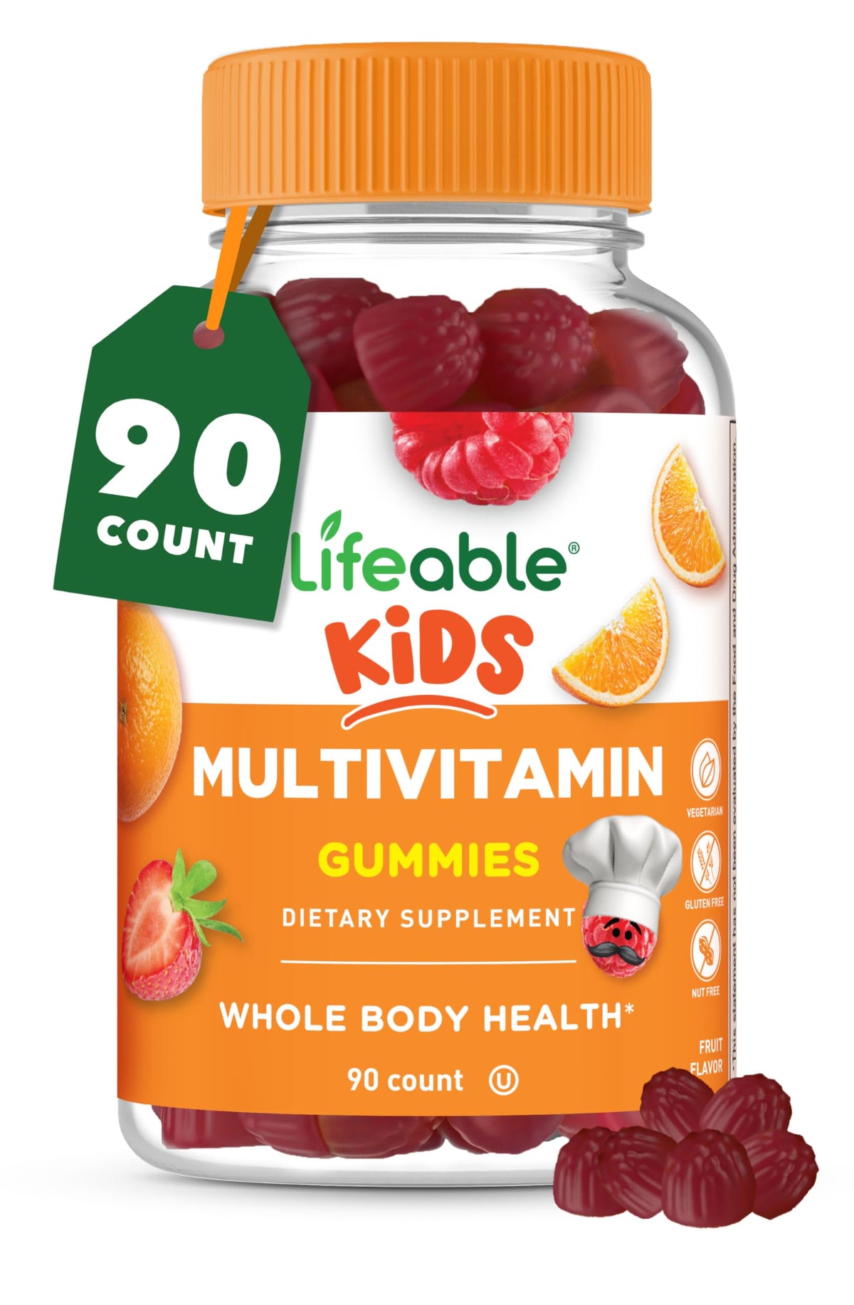 Lifeable Kids Multivitamin Gummies bottle on white background
