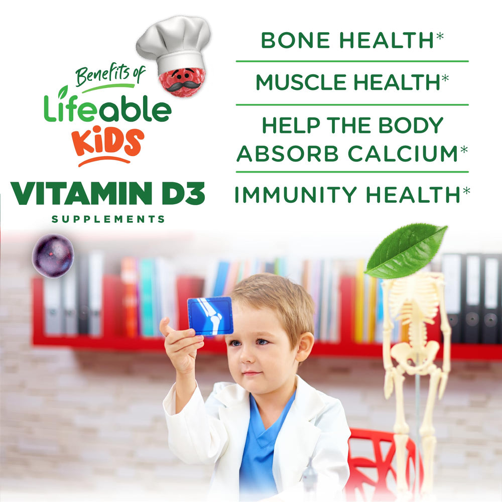 Kid-friendly strawberry-flavored vitamin D3 gummies