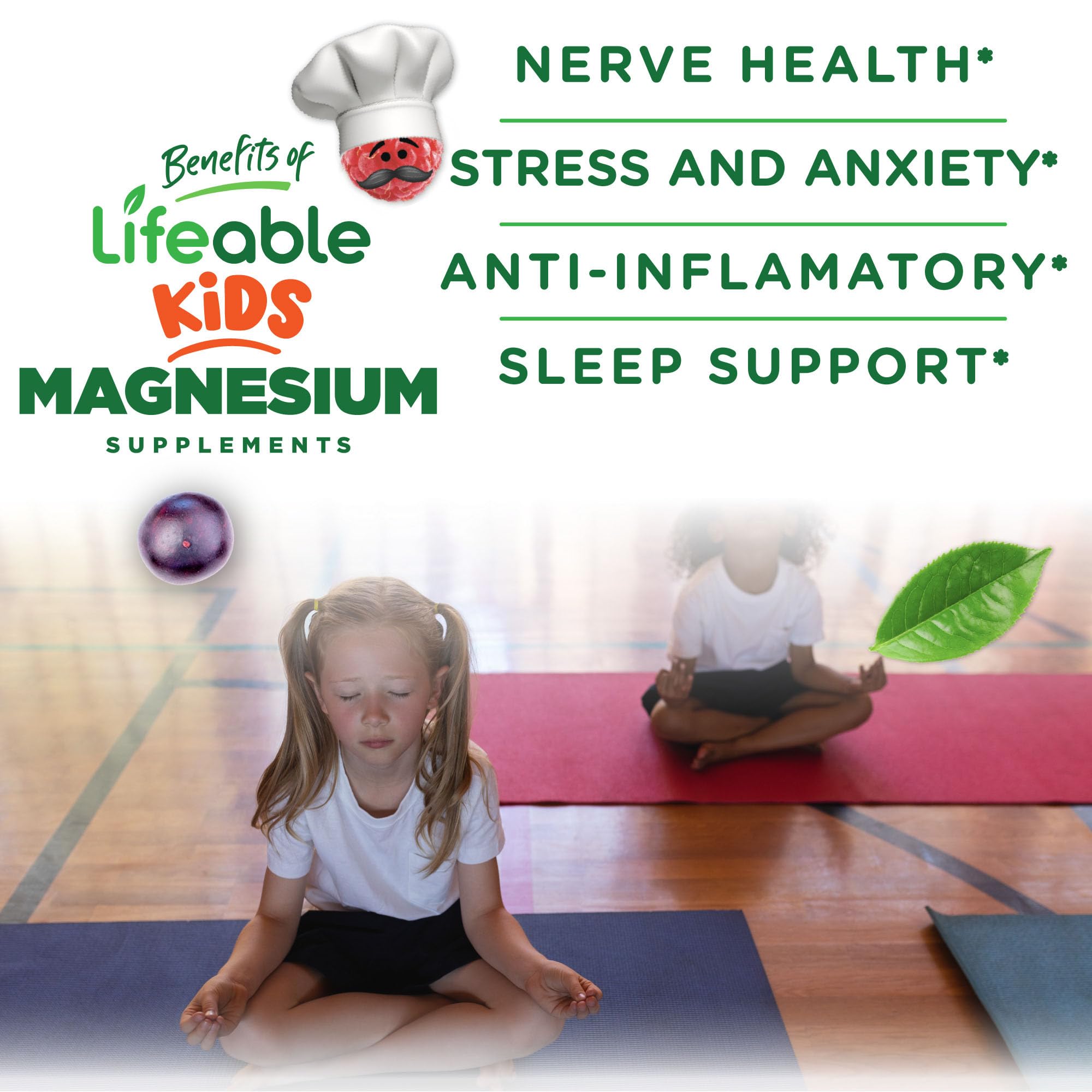 Nutrition label for Lifeable Magnesium Gummies for Kids