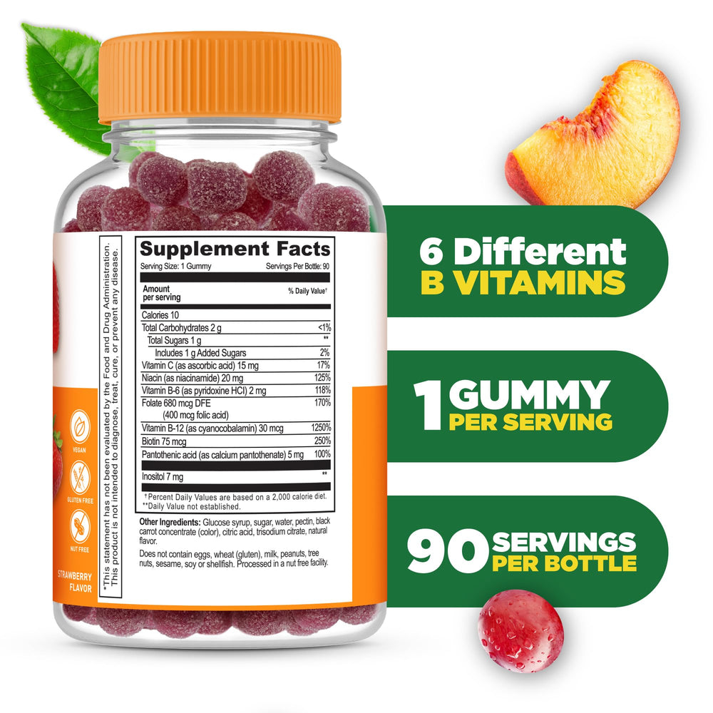 Lifeable Vitamin B Complex Gummies label showing B vitamins