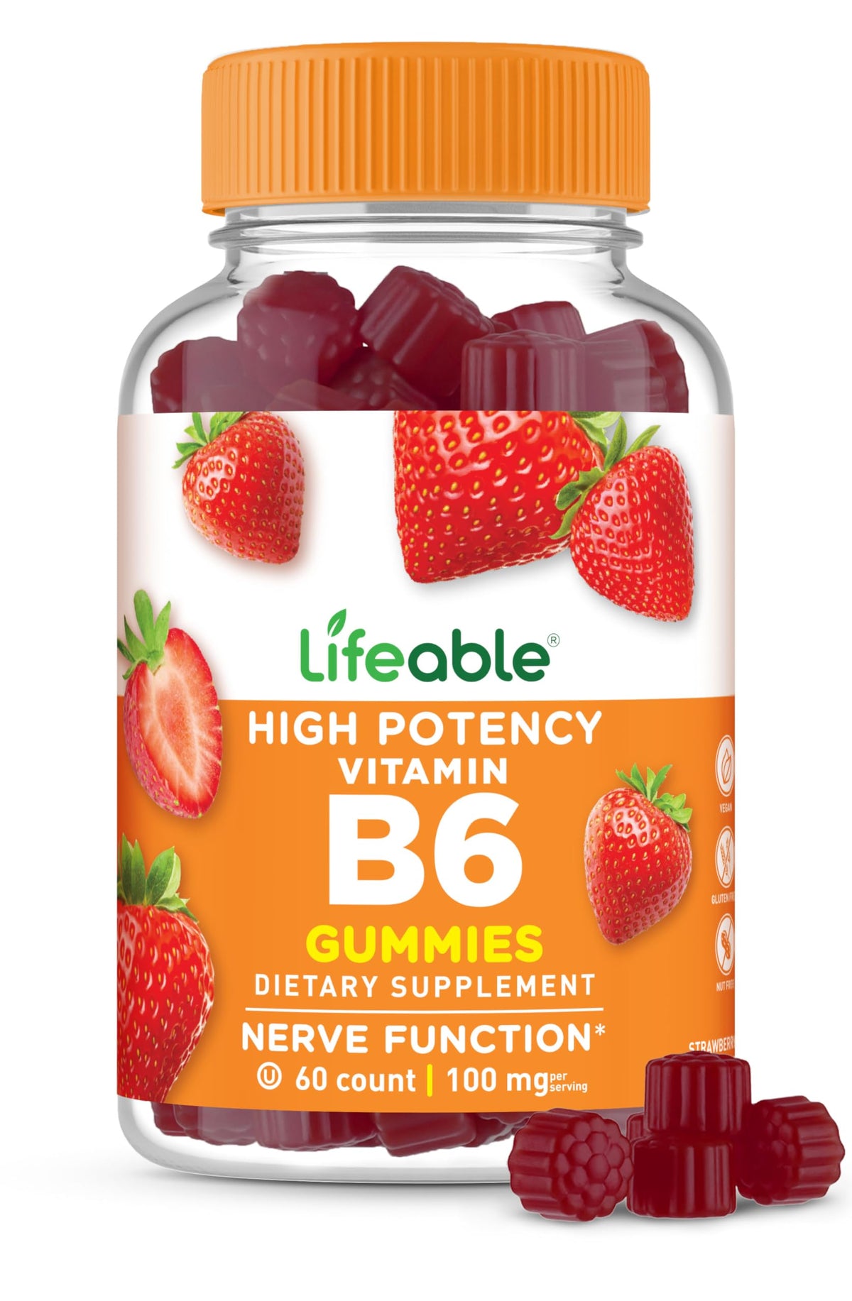 Lifeable Vitamin B6 Gummies bottle label