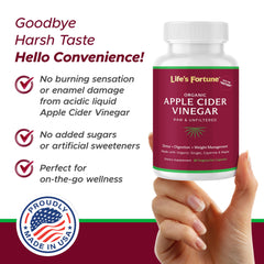 Life's Fortune ACV capsules ingredients: ginger and cayenne for daily wellness.