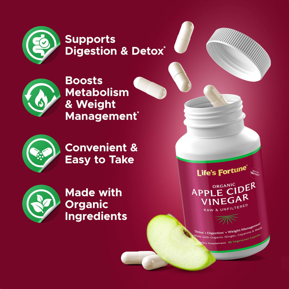Life's Fortune ACV capsules soft pills for easy daily use.