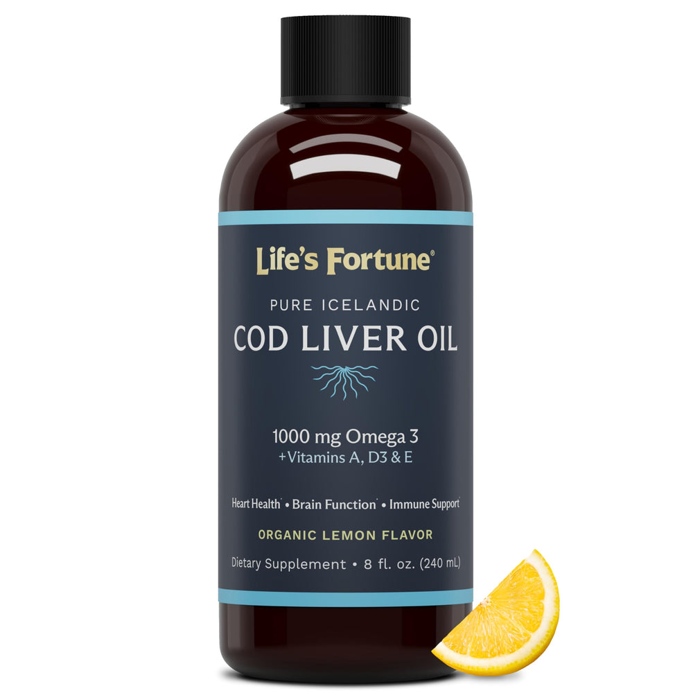 Life's Fortune cod liver oil lemon flavor bottle 8 oz