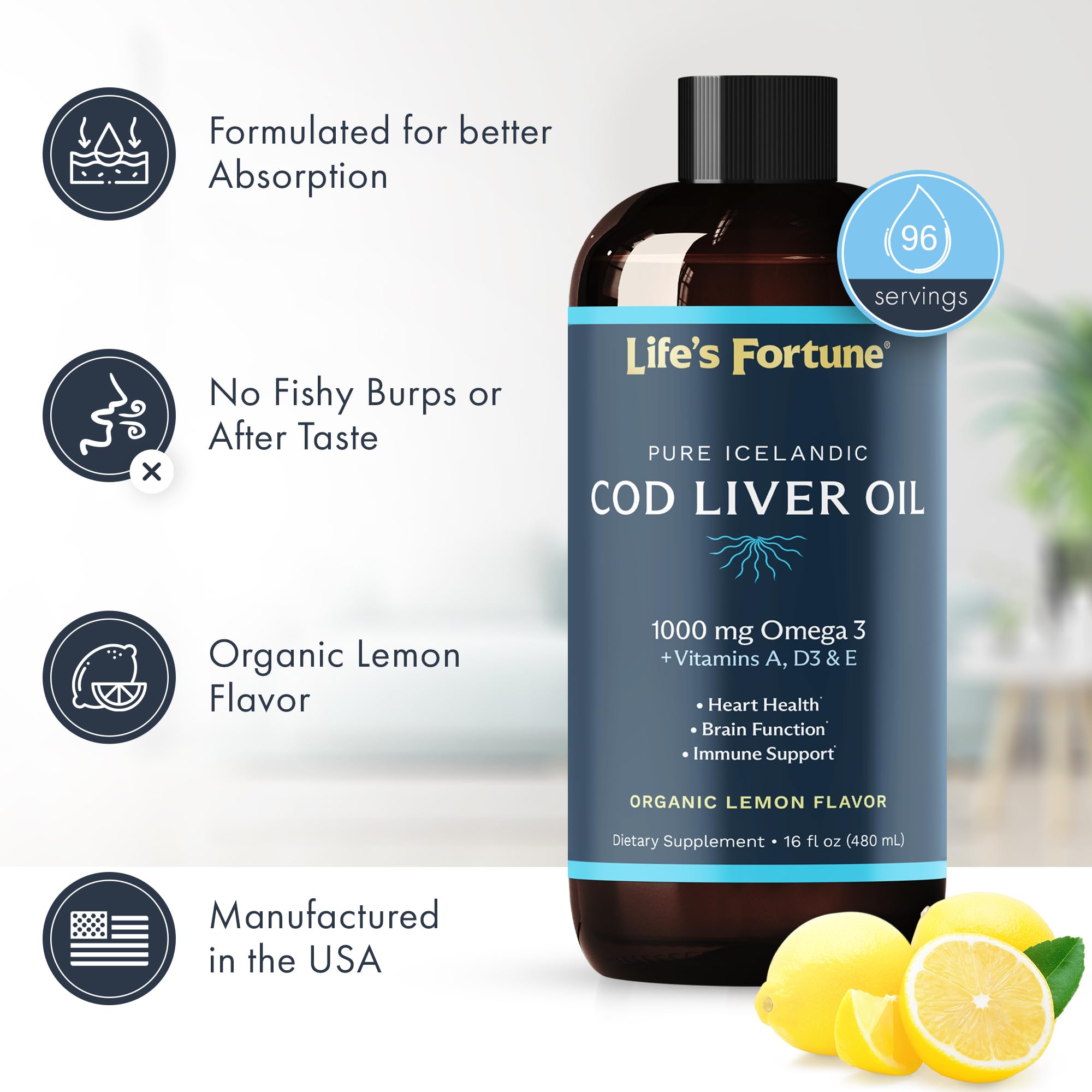 Pouring Life's Fortune Lemon Cod Liver Oil into a spoon