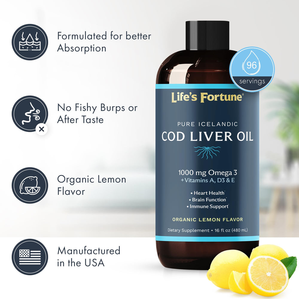 Pouring Life's Fortune Lemon Cod Liver Oil into a spoon