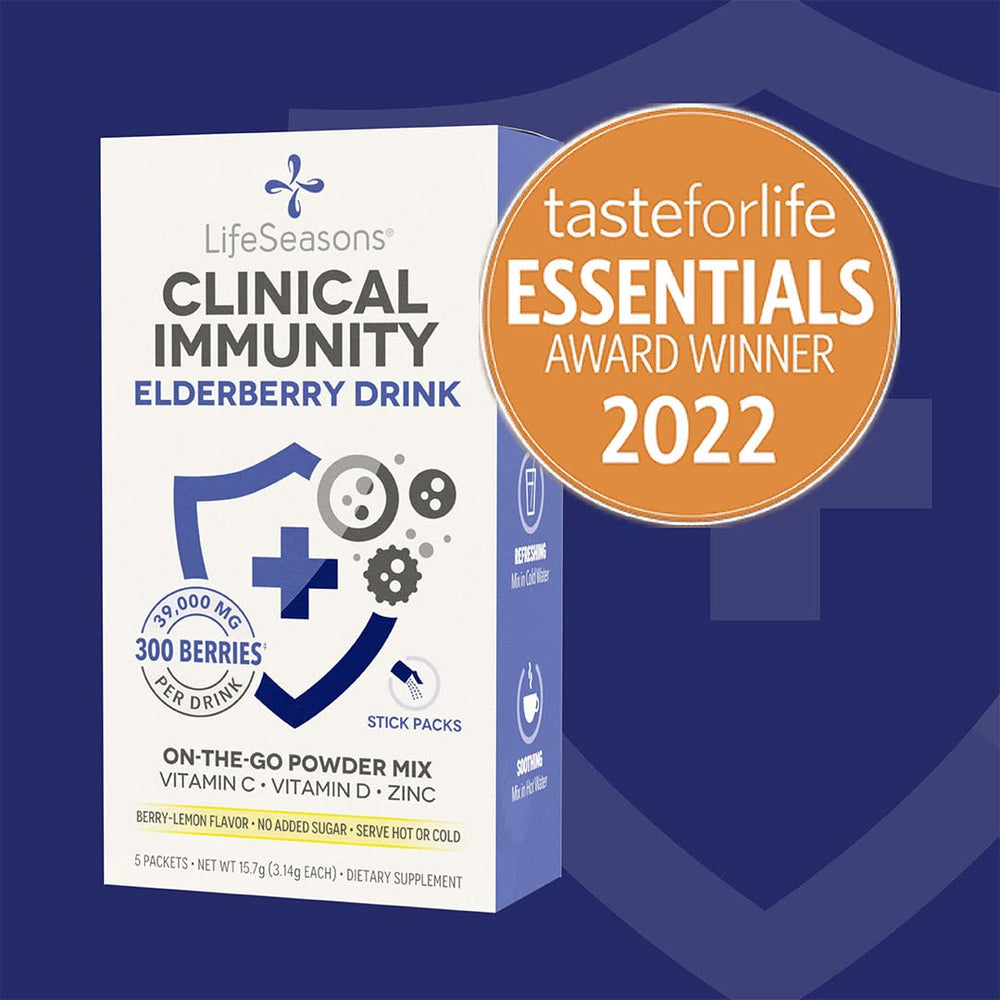 Close-up of LifeSeasons Elderberry Drink Mix powder