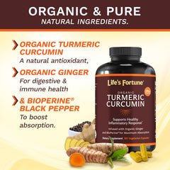 Ingredient panel highlighting 95% curcuminoids and black pepper extract