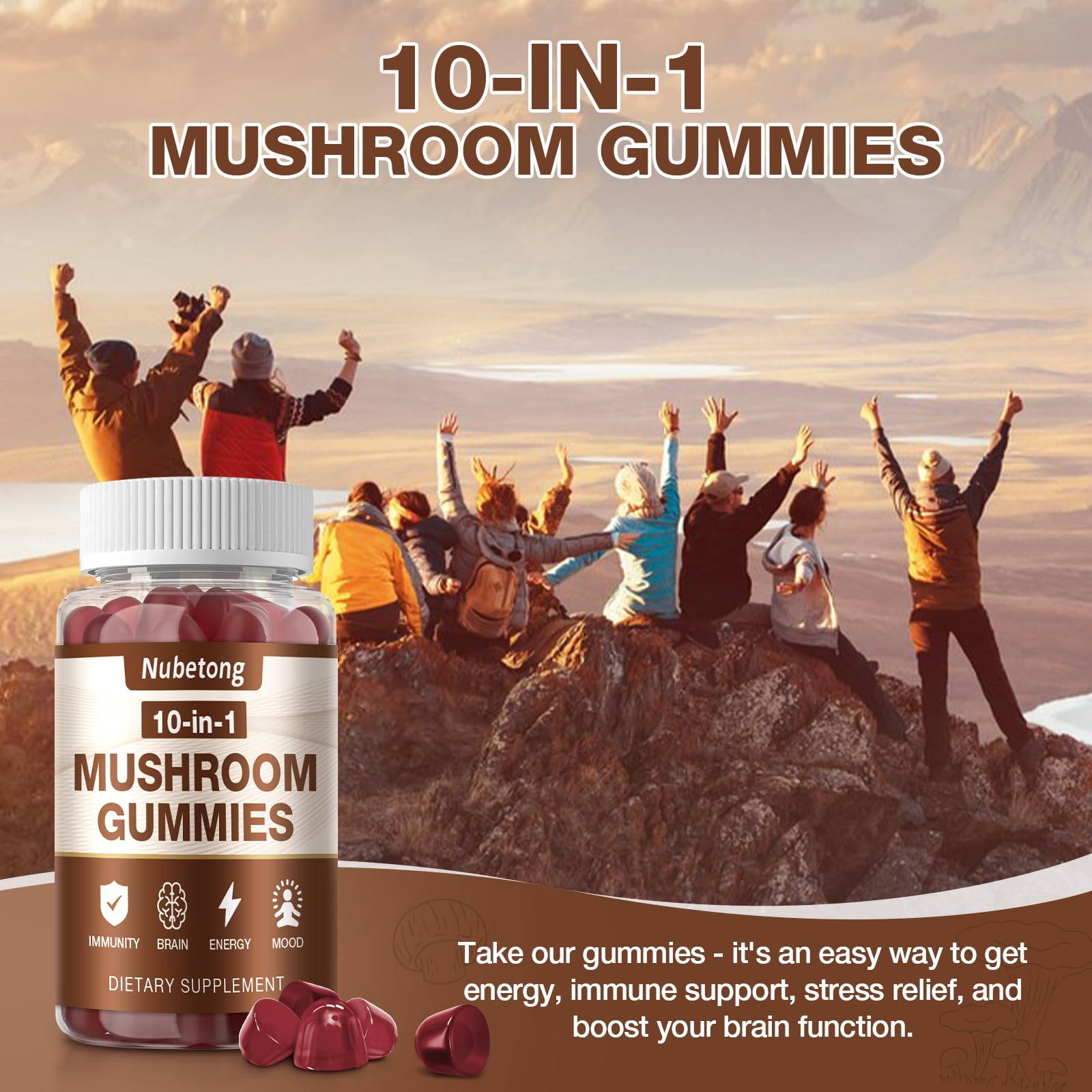 Lifestyle image of daily consumption of mushroom gummies