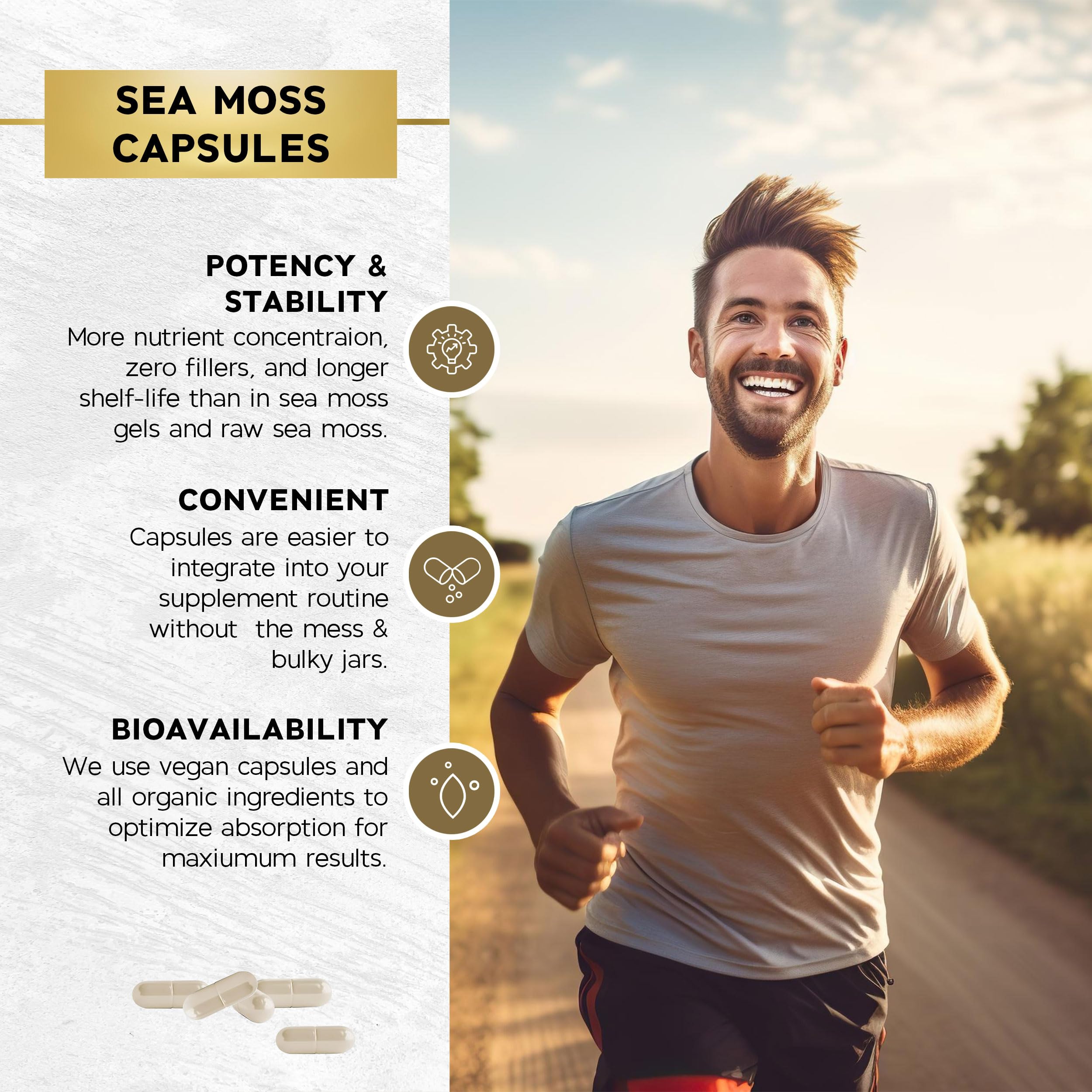 Lifestyle image of Sea Moss capsules for daily health