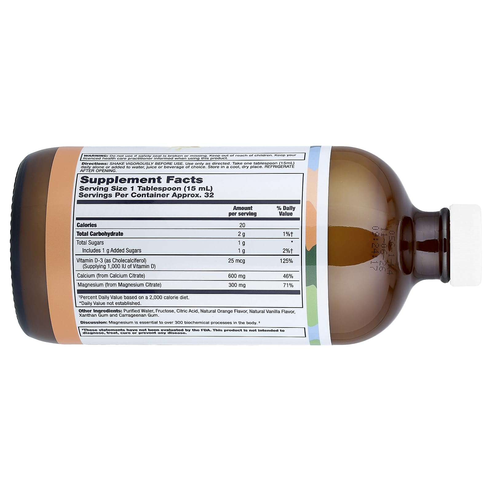 Close-up of ingredients: Calcium Citrate, Magnesium Citrate and Vitamin D-3