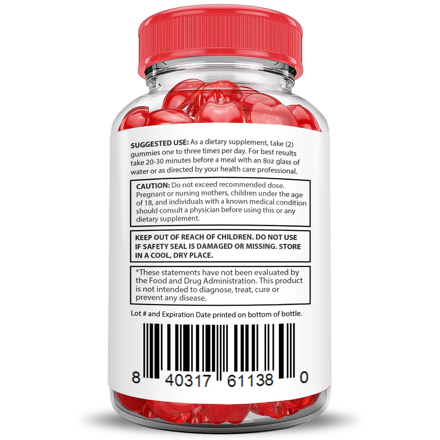 Serving idea with gummies and a glass of water