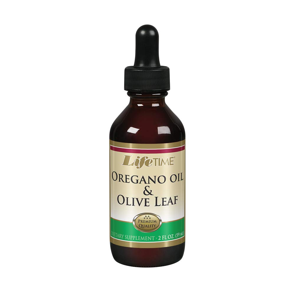 LIFETIME Organic Oregano Oil and Olive Leaf Drops bottle, 2 fl oz, USA-made