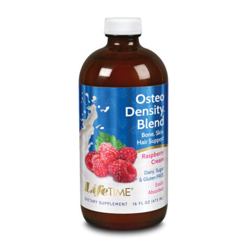 LifeTime Osteo Density Blend Liquid Raspberry in a 16oz glass bottle