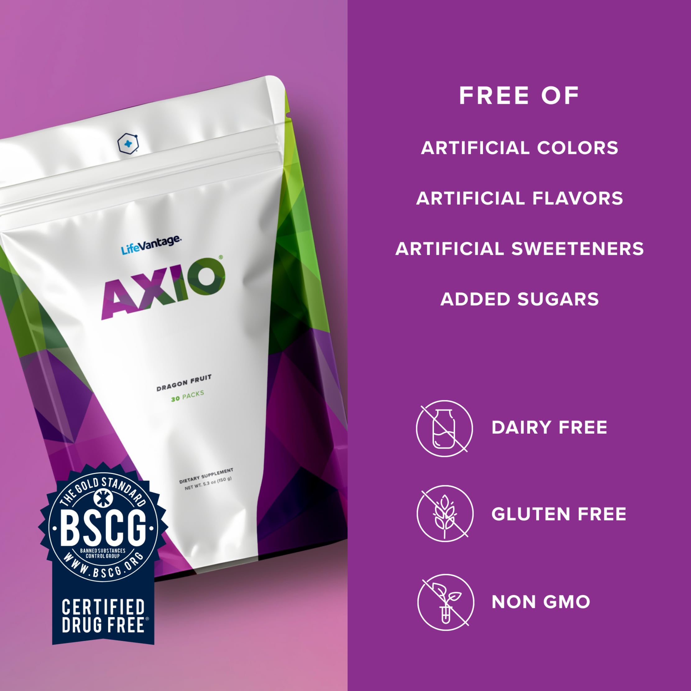 LifeVantage AXIO ingredients showcase L-theanine and green tea for smoother energy.