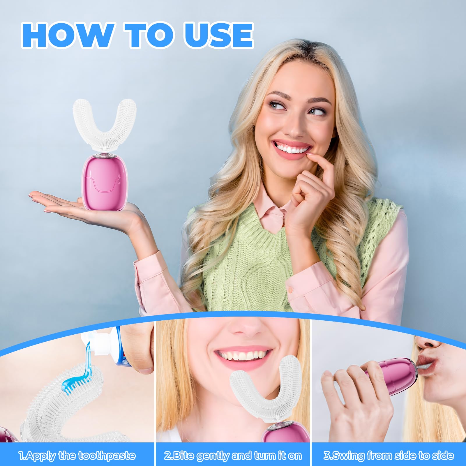 Waterproof electric toothbrush for adults in black